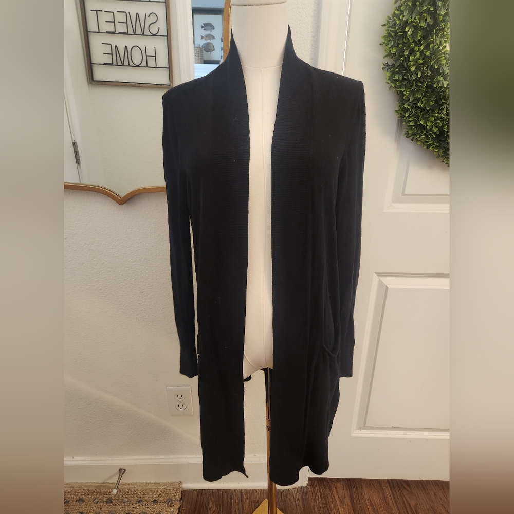 Women's Loft Black Open Front Cardigan Sweater